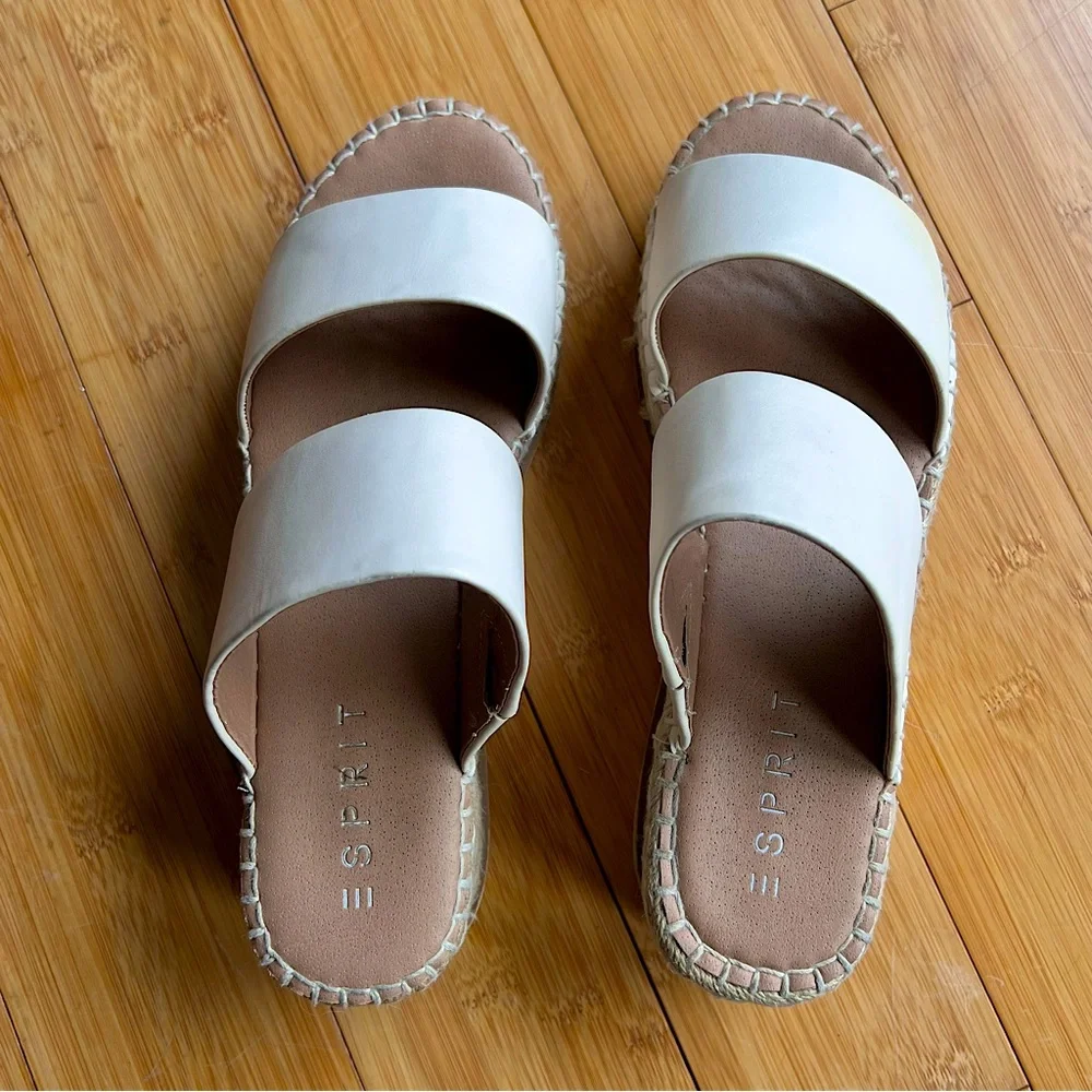 Esprit Katalina Beige Double Strap Espadrille Wedge Platform Shoe Sole Size 9